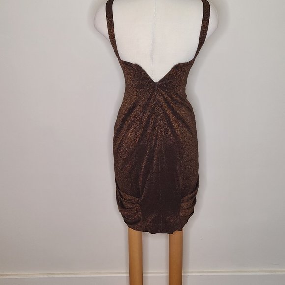 Selina Designer Bronze Metallic Cocktail Dress - Picture 2 of 6